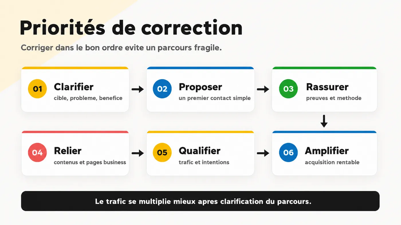 Schéma des priorités de correction pour transformer le trafic en leads